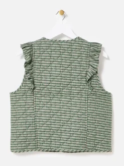 Oliver Bonas Green Checked Heart Quilted Gilet Clearance
