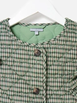 Oliver Bonas Green Checked Heart Quilted Gilet Clearance