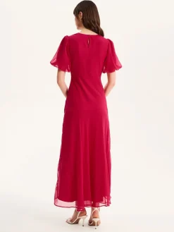 Omnes Nola Chiffon Puff Sleeve Side Slit Maxi Dress Pink Best