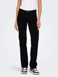 ONLY Blush Mid Rise Straight Leg Jeans With Super Stretch Black New