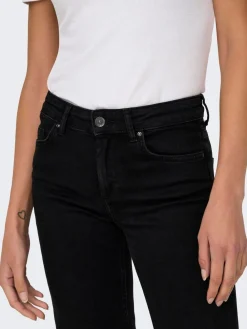 ONLY Blush Mid Rise Straight Leg Jeans With Super Stretch Black New