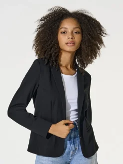 ONLY Black Button Up 100% Cotton Blazer Discount