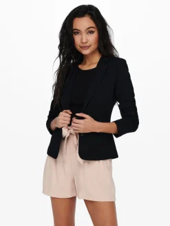 ONLY Black Button Up 100% Cotton Blazer Discount