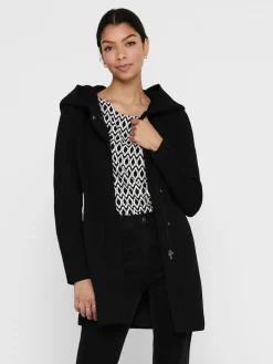 ONLY Hooded Smart Coat Black Clearance