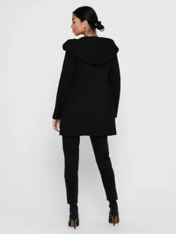 ONLY Hooded Smart Coat Black Clearance