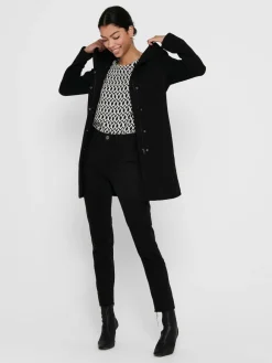 ONLY Hooded Smart Coat Black Clearance