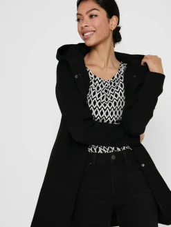 ONLY Hooded Smart Coat Black Clearance