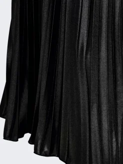 ONLY Black Metallic Pleated Midi Skirt Sale
