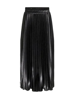 ONLY Black Metallic Pleated Midi Skirt Sale