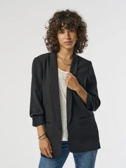 ONLY Black Ruched Sleeve Workwear 100% Cotton Blazer