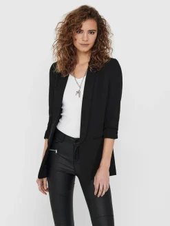 ONLY Black Ruched Sleeve Workwear 100% Cotton Blazer