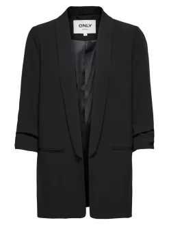 ONLY Black Ruched Sleeve Workwear 100% Cotton Blazer
