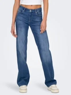 ONLY Blush Mid Rise Straight Leg Jeans With Super Stretch Blue
