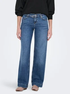 ONLY Blue Low Waist Wide Leg Belt Jeans Outlet