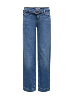ONLY Blue Low Waist Wide Leg Belt Jeans Outlet