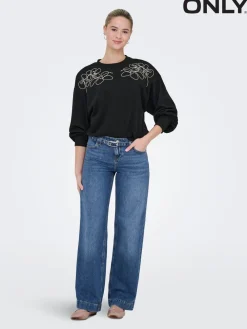 ONLY Blue Low Waist Wide Leg Belt Jeans Outlet