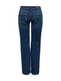 ONLY Blush Mid Rise Straight Leg Jeans With Super Stretch Dark Blue Discount