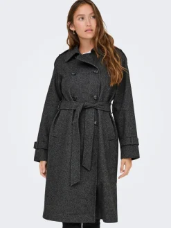ONLY Grey Herringbone Winter Trench Coat