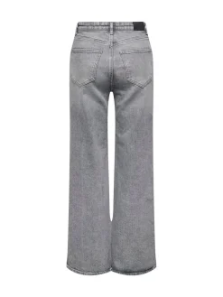 ONLY High Waisted Wide Leg 100% Cotton Jeans Grey New