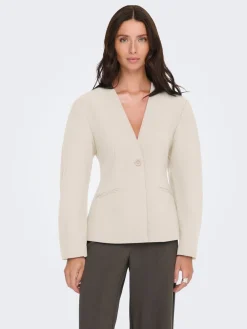 ONLY Natural Balloon Sleeve V-Neck Blazer Online