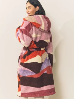 Next Orange Abstract Scene Print Teddy Borg Dressing Gown