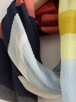 Next Orange Bright Stripe Plisse Lightweight Scarf Outlet