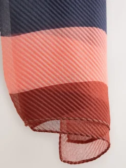 Next Orange Bright Stripe Plisse Lightweight Scarf Outlet
