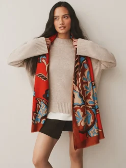 Next Orange Paisley Print Midweight Scarf New