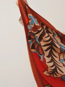 Next Orange Paisley Print Midweight Scarf New