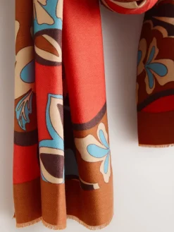 Next Orange Paisley Print Midweight Scarf New