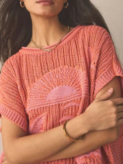 Next Orange Palm Knitted Tank Cover-Up Sale