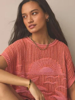 Next Orange Palm Knitted Tank Cover-Up Sale