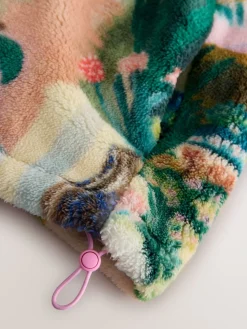 Next Printed Borg Fleece Top Orange Tropical Scene New