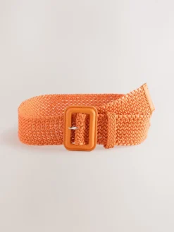 Next Orange Wide Raffia Effect Belt Discount