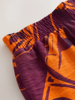 Next Orange/Burgundy Exotic Border Print Elasticated Waist Resort Shorts Hot