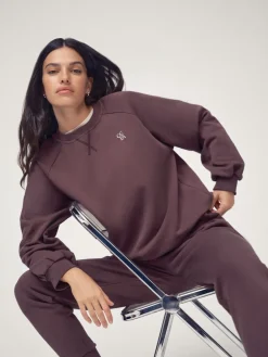 OSIA Crew Neck Oversized Sweatshirt Brown Sale