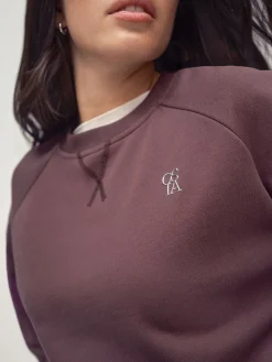 OSIA Crew Neck Oversized Sweatshirt Brown Sale