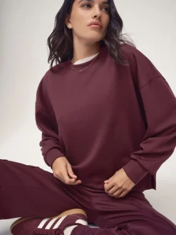 OSIA Modal Crew Neck Sweatshirt Burgundy Red Sale