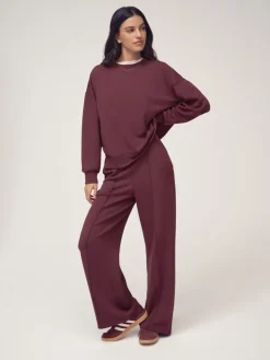 OSIA Modal Crew Neck Sweatshirt Burgundy Red Sale