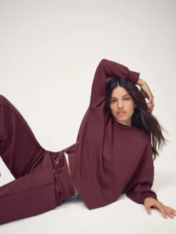 OSIA Modal Crew Neck Sweatshirt Burgundy Red Sale