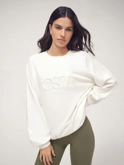 OSIA Crew Neck Oversized Sweatshirt White New