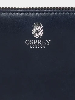 Osprey London The Wentworth Large Leather Zip Around Purse Blue Clearance