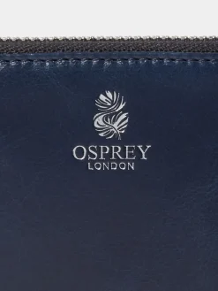 Osprey London The Wentworth Medium Leather Zip Around Purse Blue New