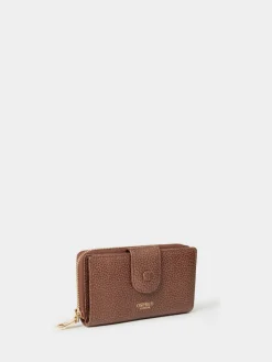 Osprey London The Core Medium Leather Popper Matinee Purse Brown Outlet