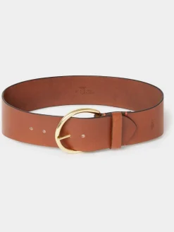 Osprey London The Oversized Leather Buckle Belt Brown Hot