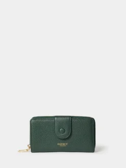 Osprey London The Core Medium Leather Popper Matinee Purse Green Clearance