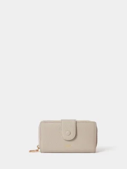 Osprey London The Core Medium Leather Popper Matinee Purse Natural