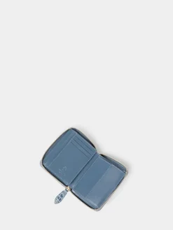 Osprey London Wentworth Italian Leather Medium Zip Purse Light Blue Clearance