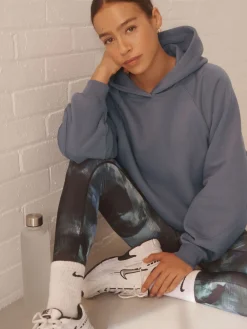 Next Relaxed Fit Heavyweight Regular Length Hoodie Pale Blue Clearance