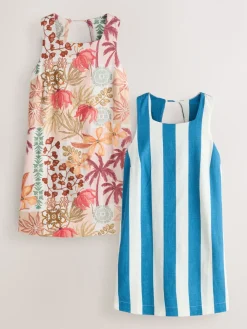Next Palm Print/Blue Stripe Dress 2 Pack Online